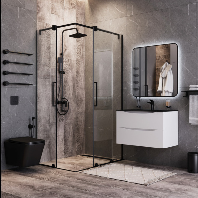 BOND F04-108 Унитаз подвесной безободковый черный с сиденьем с микролифтом фото в интернет-магазине Русалия