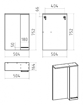 Зеркальный шкаф Крафт 50 правый П-Кра-02050-011П Misty фото в интернет-магазине Русалия