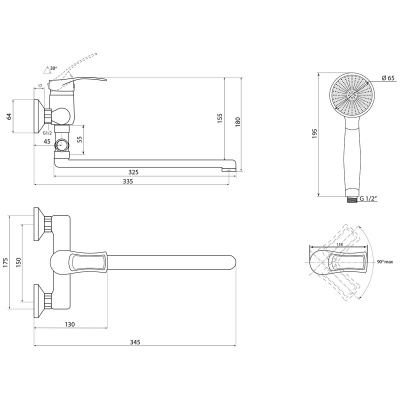 Смеситель Славен  для ванны Прораб  Ц (СЛ-ОД-Ц31) фото в интернет-магазине Русалия