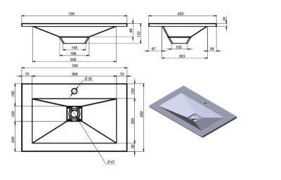 Раковина для ванной Uperwood Geo 70 см, графит RGeo70g фото в интернет-магазине Русалия