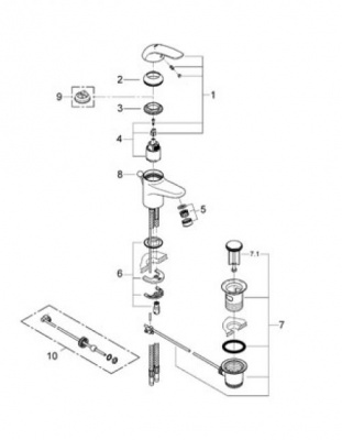 Смеситель для раковины Euroeco 32732000 Grohe фото в интернет-магазине Русалия