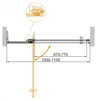 Душевая дверь в нишу CEZARES SLIDER-B-1-100/110-C-Cr прозрачное, профиль хром фото в интернет-магазине Русалия
