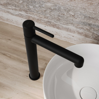 Смеситель для настольного умывальника, черный матовый, Aiger, IDDIS (AIGBL01i01) фото в интернет-магазине Русалия