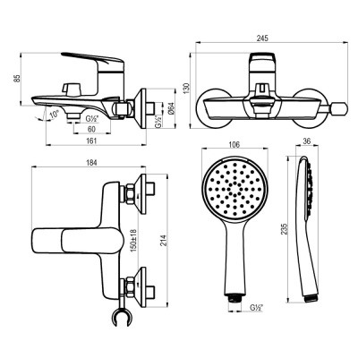 Смеситель Lemark Verba для ванны (LM11414C) фото в интернет-магазине Русалия