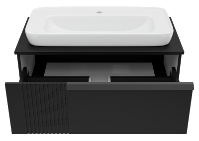 Тумба Savoy 90 подвесная (черная) с раковиной Ekokerama Doppio 80 Brevita фото в интернет-магазине Русалия