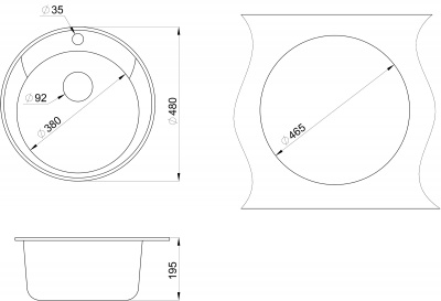 Кухонная мойка GRANULA Standart (4802, ЧЁРНЫЙ) фото в интернет-магазине Русалия