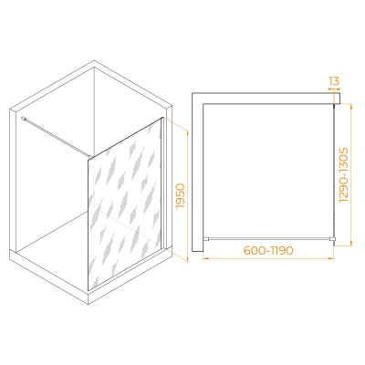 Душевая перегородка RGW WA-010 1300, стекло прозрачное, профиль хром фото в интернет-магазине Русалия