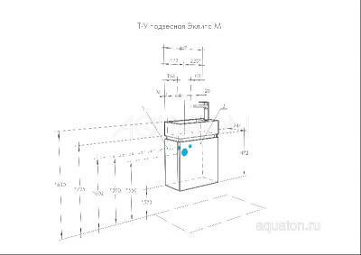 Тумба под раковину AQUATON Эклипс М подвесная эбони светлый правая 1A172801EK49R фото в интернет-магазине Русалия