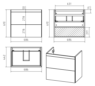 Тумба Атлантик 70 подвесная с раковиной Misty Атлантик 70 Misty фото в интернет-магазине Русалия