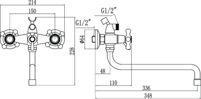 Смеситель для ванны Fmark (FM2208) фото в интернет-магазине Русалия