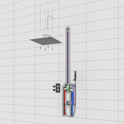 Душевая система встроенная с термостатом Timo Petruma никель (SX-5029/13SM) фото в интернет-магазине Русалия