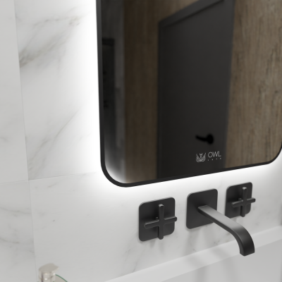 Зеркало для ванной прямоугольное GRYNING 600х800 OWLM200306 черный пескоструй OWL фото в интернет-магазине Русалия