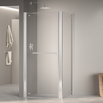 Душевой уголок RGW PA-48 (PA-03 + Z-050-1 + держатель) 80х100, стекло - прозрачное, профиль хром фото в интернет-магазине Русалия