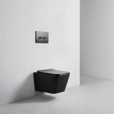 BOND F04-108 Унитаз подвесной безободковый черный с сиденьем с микролифтом фото в интернет-магазине Русалия