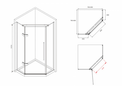 Душевой уголок ABBER Ewiges Wasser AG05080M 80х80 трапеция, профиль хром, матовое стекло фото в интернет-магазине Русалия