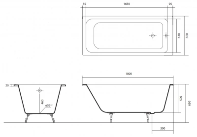 Чугунная ванна Дельта AQ8980F-00 180х80 с ножками Aquatek фото в интернет-магазине Русалия