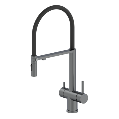 Смеситель для кухни с гибким изливом Flusso 050203 GrMt AltroBagno фото в интернет-магазине Русалия