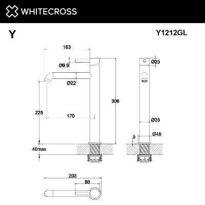 Смеситель для умывальника WHITECROSS Y Y1212GL (золото) фото в интернет-магазине Русалия