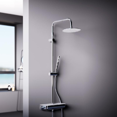 936750000 Scandinavian Pure душевая система с душевым ТМС смесителем полкой, хром фото в интернет-магазине Русалия