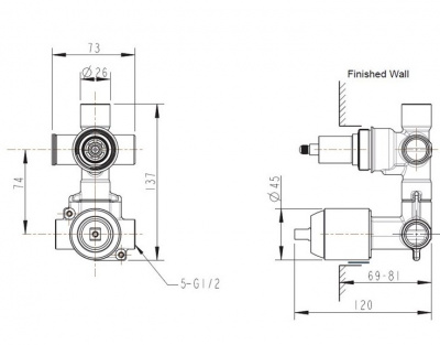 Встраиваемая часть для смесителя 2 реж D982CP-A-RUS Bravat фото в интернет-магазине Русалия