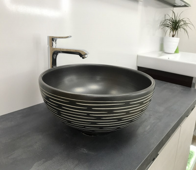 Раковина накладная круглая черная MNC J2072 CeramaLux фото в интернет-магазине Русалия