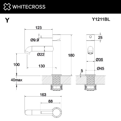 Смеситель для умывальника WHITECROSS Y Y1211BL (черный мат) фото в интернет-магазине Русалия