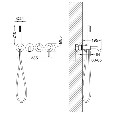 Смеситель встроенный для ванны с душем Timo Saona хром (2314/00YSM) фото в интернет-магазине Русалия