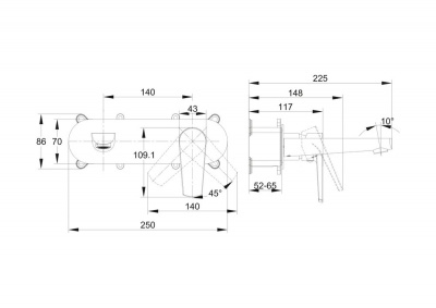 Встраиваемый смеситель для раковины Moduo A64096 Cersanit фото в интернет-магазине Русалия