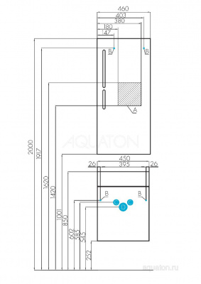 Тумба под раковину AQUATON Эклипс подвесная эбони темный 1A172701EK560 фото в интернет-магазине Русалия