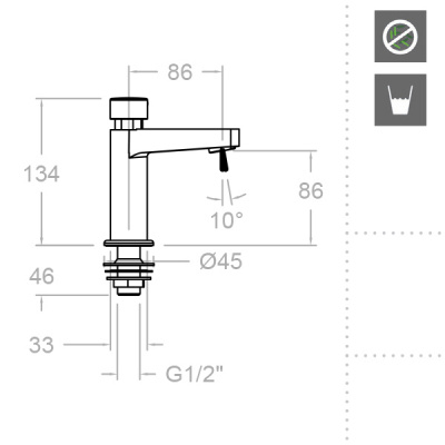 Кран нажимной порционный SOLESTOP 745103 Ramon Soler фото в интернет-магазине Русалия