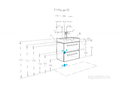 Тумба под раковину AQUATON Ронда PRO 55 мини дуб сом 1A207601RSC20 фото в интернет-магазине Русалия