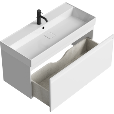 Подвесная тумба 100  Pure белый PUR0110WM + умывальник  Вилис 1000 4610119205164 Aqwella фото в интернет-магазине Русалия