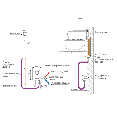 Смеситель для раковины встроенный, сенсорный Timo Selene белый матовый (2073/16SM) фото в интернет-магазине Русалия