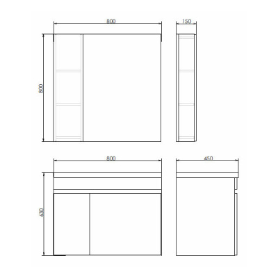Зеркало-шкаф Comforty Осло-80 бетон светлый фото в интернет-магазине Русалия