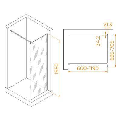 Душевая перегородка RGW WA-001 700, стекло прозрачное, профиль хром фото в интернет-магазине Русалия