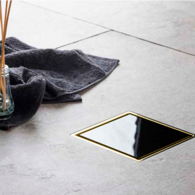 Точечный трап Pestan Confluo Standard 15х15 Black Glass Gold (13000153) фото в интернет-магазине Русалия