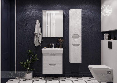 Зеркальный шкаф AQUATON Сильва 60 дуб полярный 1A216202SIW70 фото в интернет-магазине Русалия