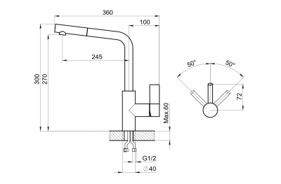Смеситель для кухни GRANULA (2502, ГРАФИТ) фото в интернет-магазине Русалия