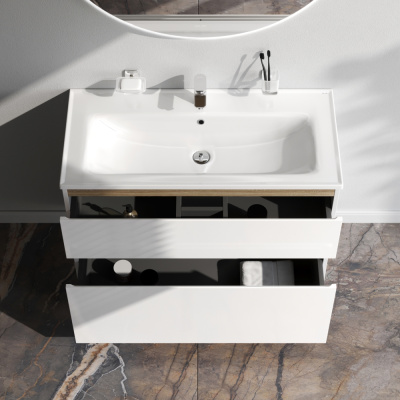 M85AFSX1002WG X-Joy, База под раковину, напольная, 100 см, 2 ящика, белый глянец Am.Pm фото в интернет-магазине Русалия