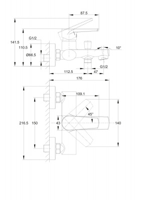 Смеситель для ванны Moduo A64097 Cersanit фото в интернет-магазине Русалия
