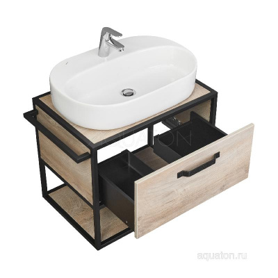 Тумба под раковину AQUATON Лофт Фабрик 80 дуб эндгрейн 1A242401LTDU0 фото в интернет-магазине Русалия