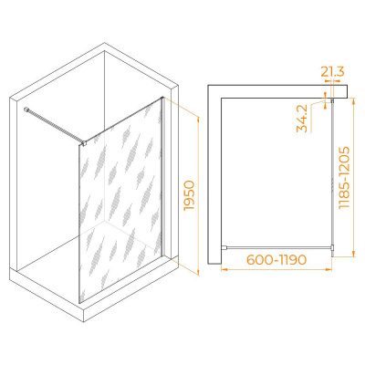 Душевая перегородка RGW WA-001 1200, стекло прозрачное, профиль хром фото в интернет-магазине Русалия