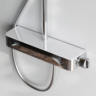 F078F700 Func, душ.система: см-ль-полка д/ванны/душа, душ.штанга, верхн. душ квадр., ручн.душ, хром фото в интернет-магазине Русалия