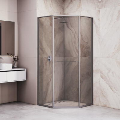 Душевой уголок RGW SV-82Gr "R" 1000x1000, профиль серый, стекло тонированное фото в интернет-магазине Русалия