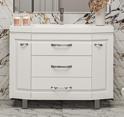 Тумба Терра 110 (белая) с раковиной Marko Слим 110 Misty фото в интернет-магазине Русалия