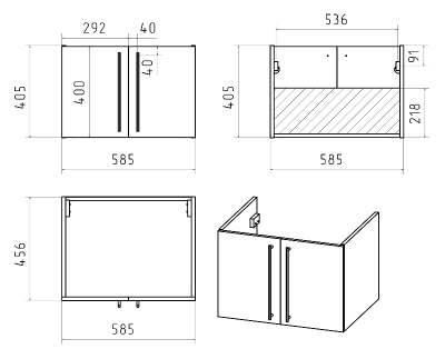 Тумба Rock 60 подвесная с раковиной Sanita Luxe Quadro 60 Brevita фото в интернет-магазине Русалия
