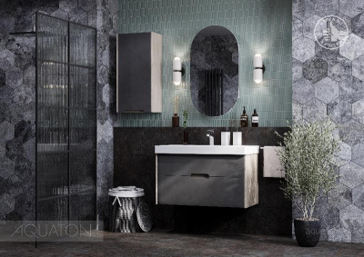 Тумба под раковину AQUATON Оливия 90 грей, дуб ойстер 1A254401OLUG0 фото в интернет-магазине Русалия