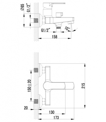 Смеситель для ванны plus Grace LM1512C Lemark фото в интернет-магазине Русалия