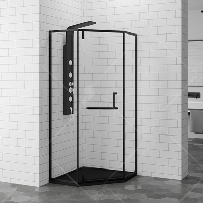 Душевой уголок трапеция 90х90 HO-084B черный профиль RGW фото в интернет-магазине Русалия