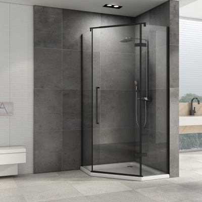 Душевой уголок ABBER Ewiges Wasser AG05090B 90х90 трапеция, профиль черный, прозрачное стекло фото в интернет-магазине Русалия